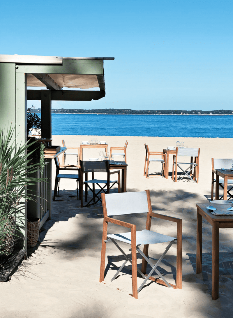 Load image into Gallery viewer, ZÉNITH Teak Armchair Folding Director’s Chair - Custom Wood DesignsFermob ZÉNITH teak folding director’s beach chair with armrests, lightweight and portable, ideal for outdoor relaxation.Directors Chair Foldable Beach Chair Teak24575191477431
